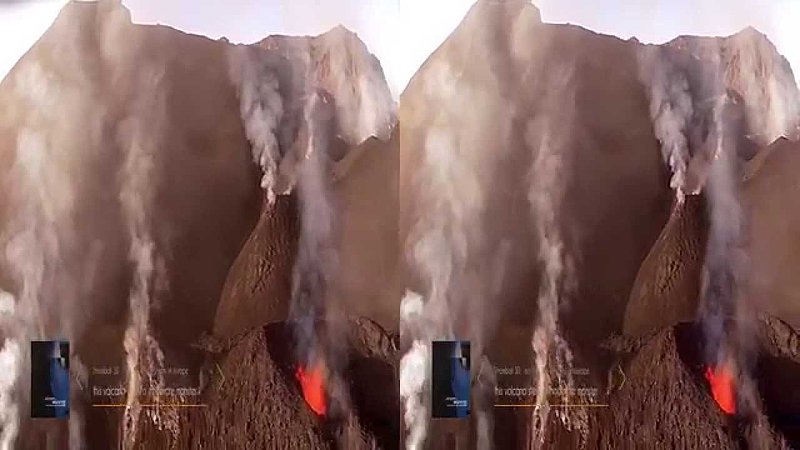 Stromboli - extreme flights over the volcano eruptions (3D). Docufiction Stromboli 3D project.
